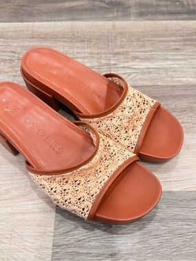 AEROSOLES Clark Tan Woven Block Heel Slide Sandals Womens 8.5M